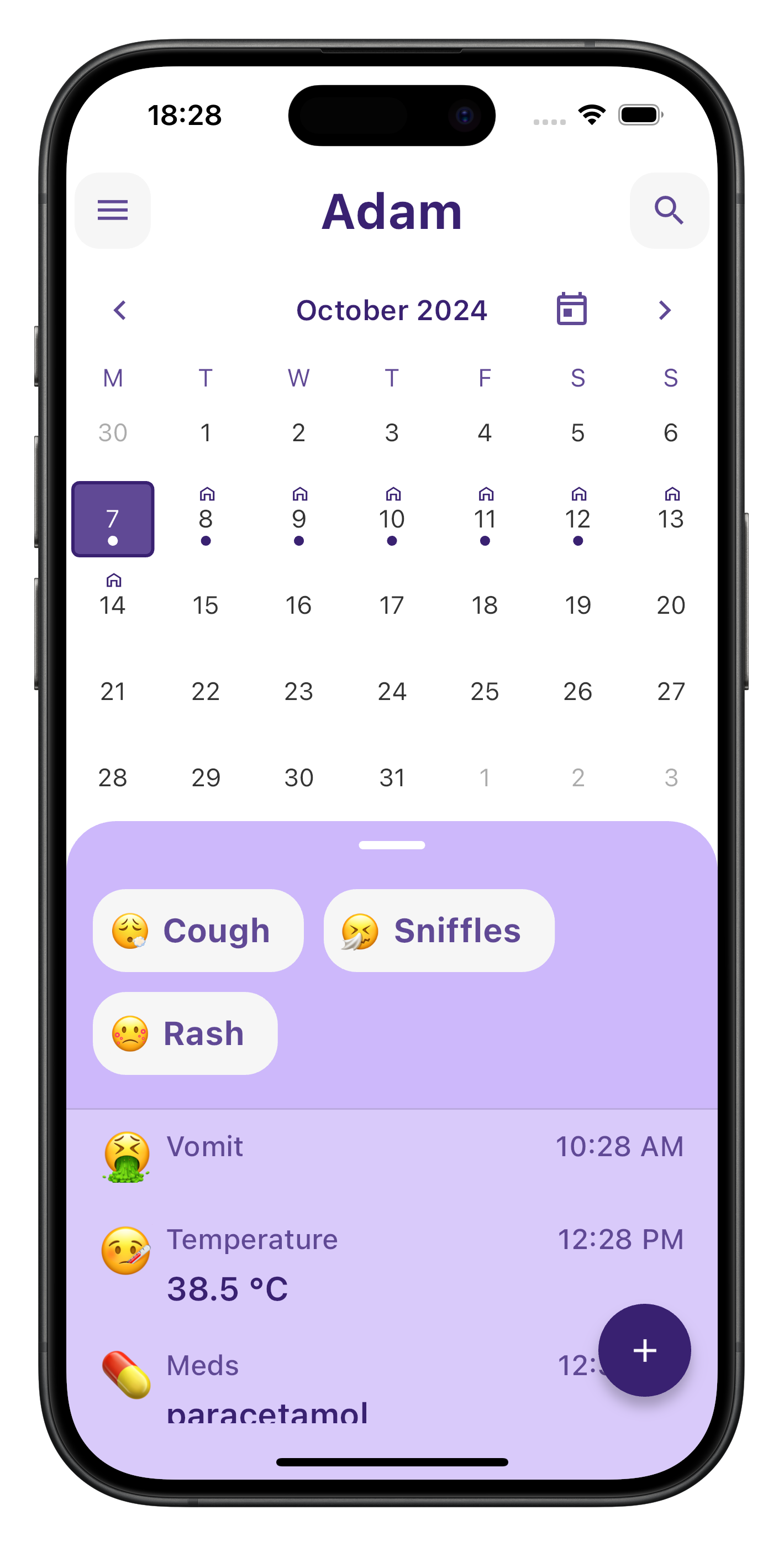 MedKid Calendar View